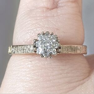 Antique 10K solid gold diamond cluster ring